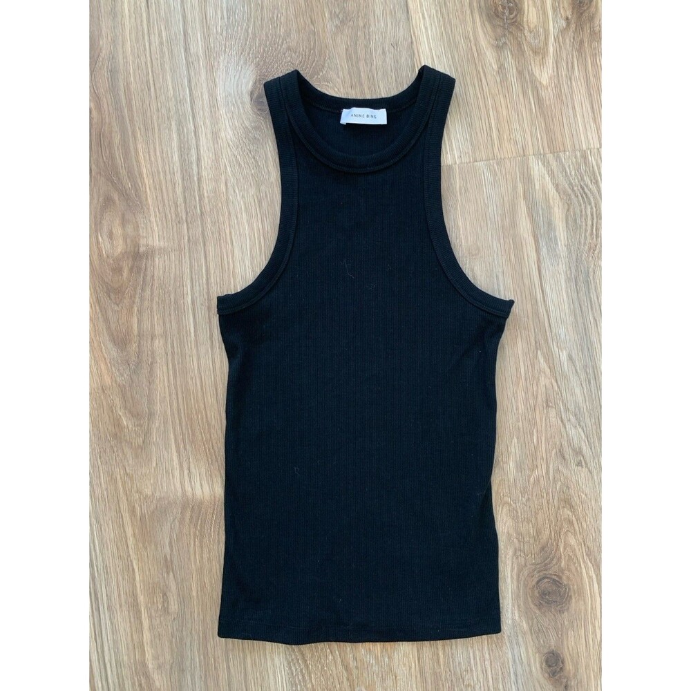 Anine Bing Ribbed Tank Top Women’s XS Black Stretch